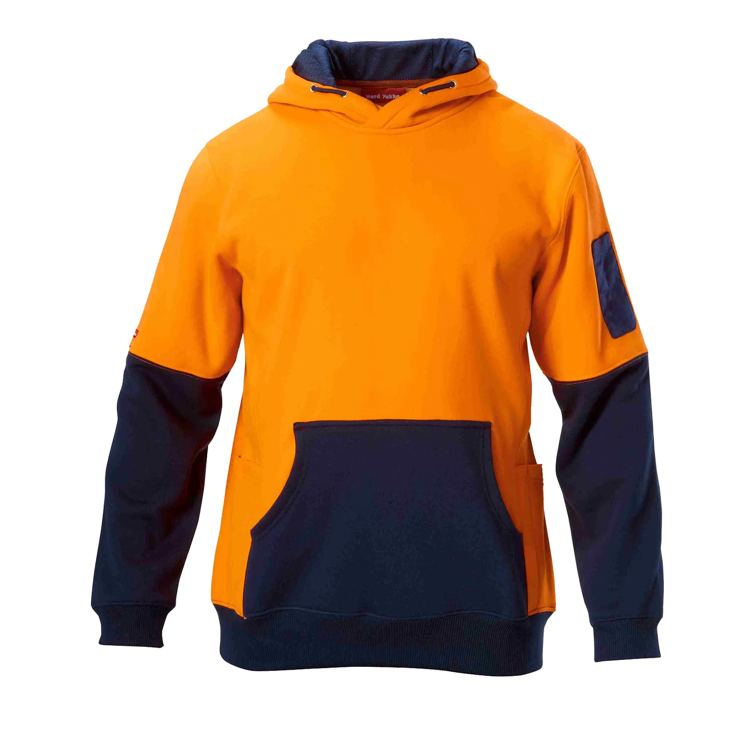 Hard Yakka Men’s Hi-Vis Brushed Fleece Hoodie Orange & Navy