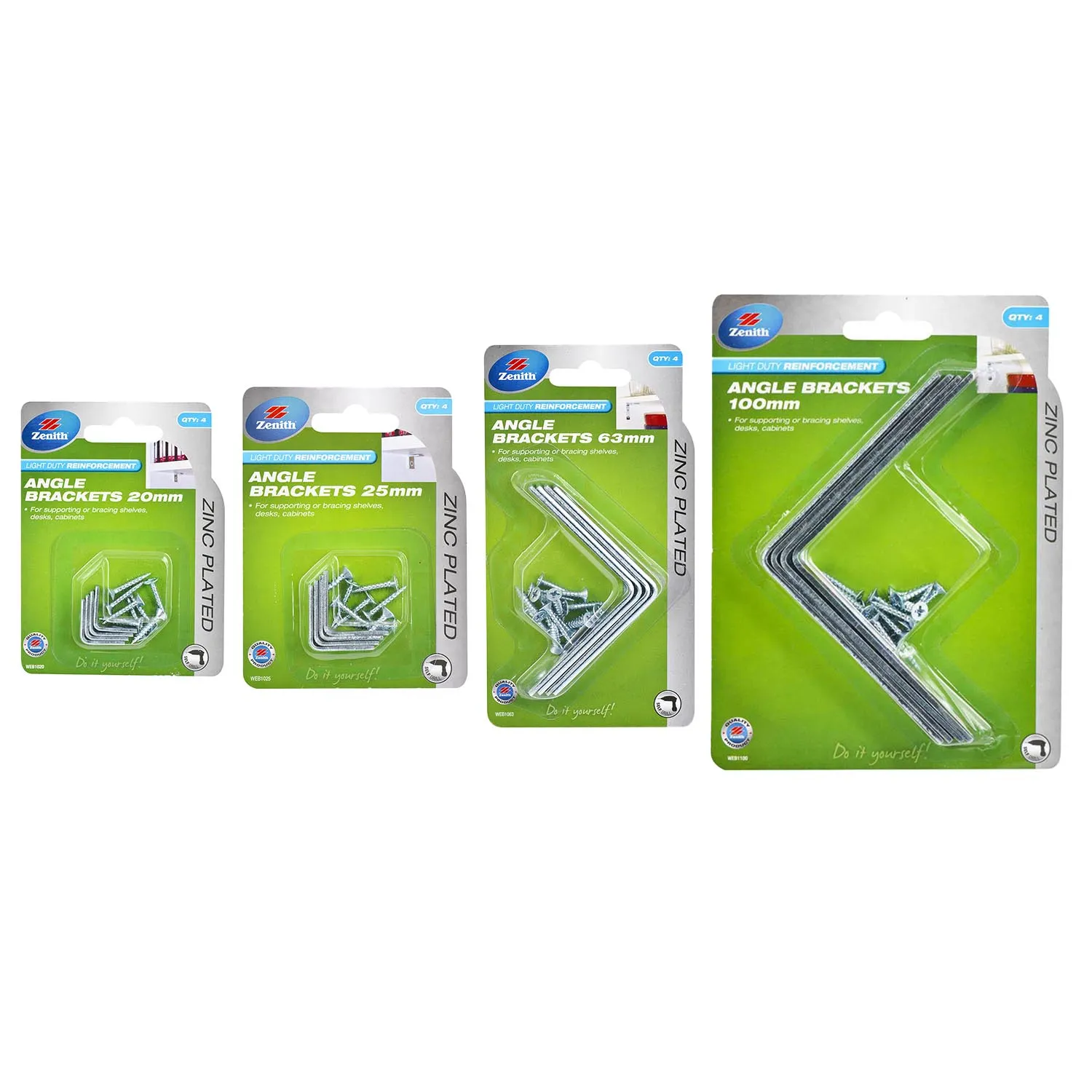 Zenith® Light Duty Angle Bracket Zinc Plated