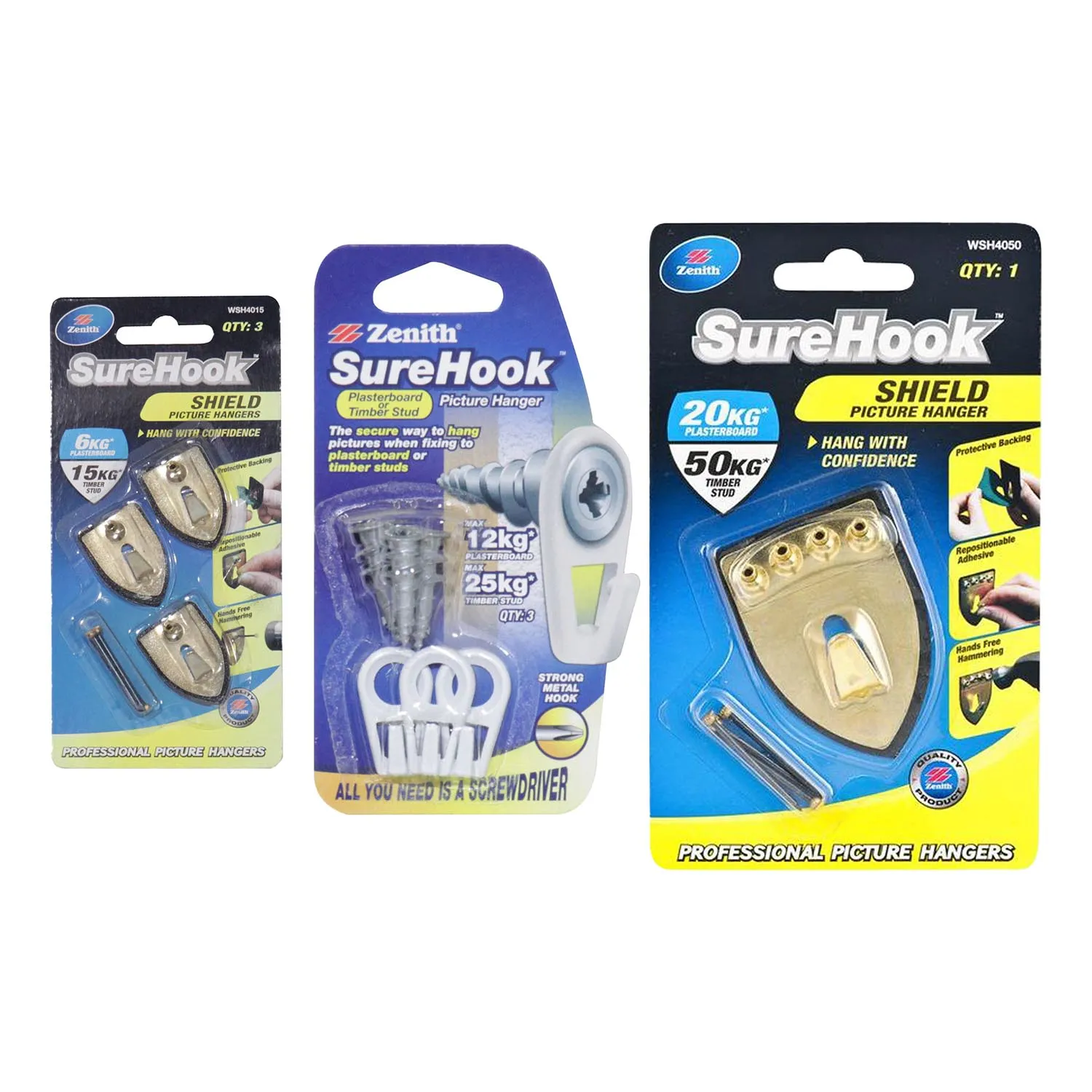Zenith® SureHook™ Shield Picture Hanger for Plasterboard & Timber Studs